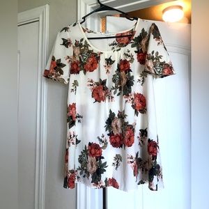 Silk floral maternity shirt